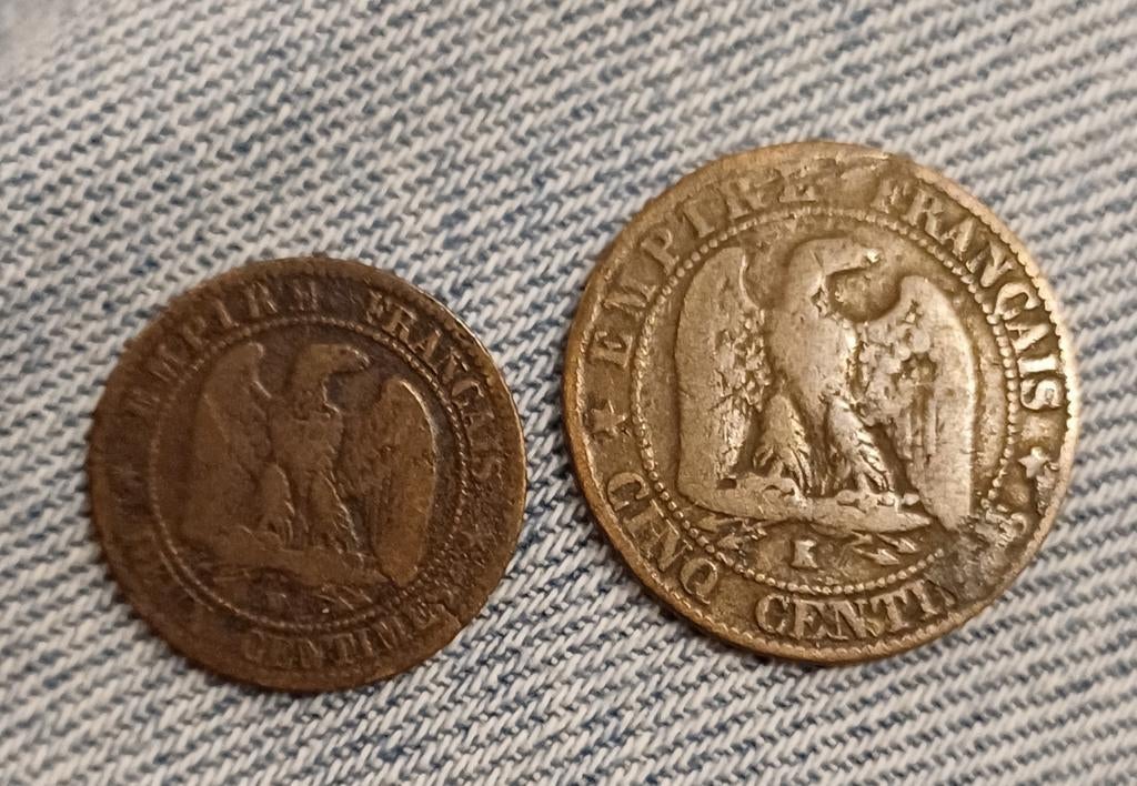 Franse munten 1856, 1862, 2 en 5 centimes, Ophalen of Verzenden