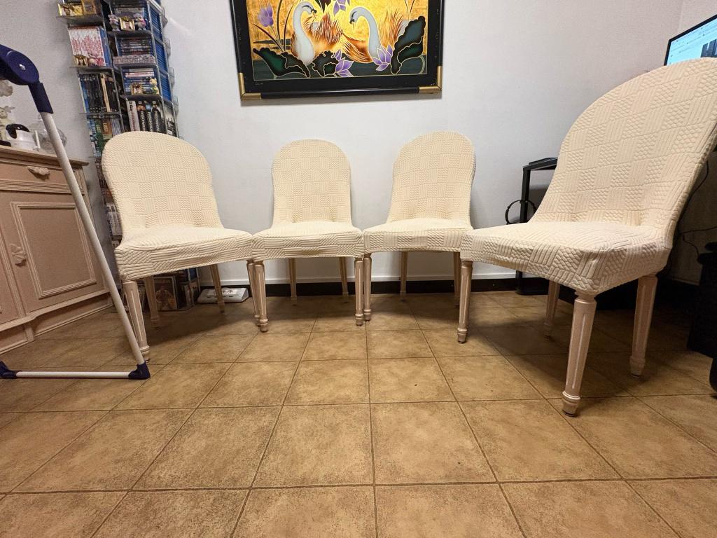 4 chaises vintage bois italien, Antiquités & Art, Enlèvement