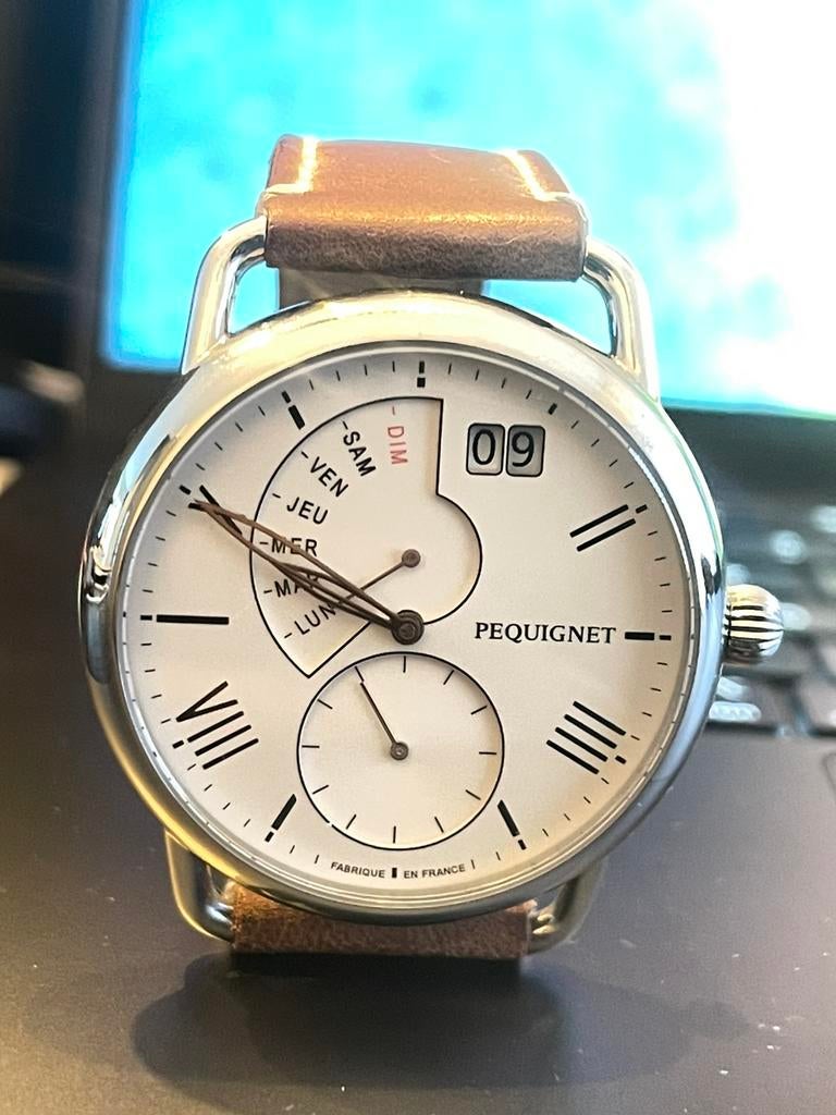 PEQUIGNET Horlogerie Française de Prestige, Bijoux, Sacs & Beauté, Montres | Hommes, Enlèvement ou Envoi, Comme neuf, Cuir