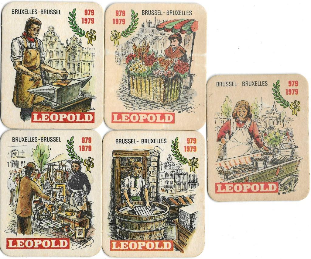 bierviltjes 5st Leopold Brussel 1979, Verzamelen, Verzenden