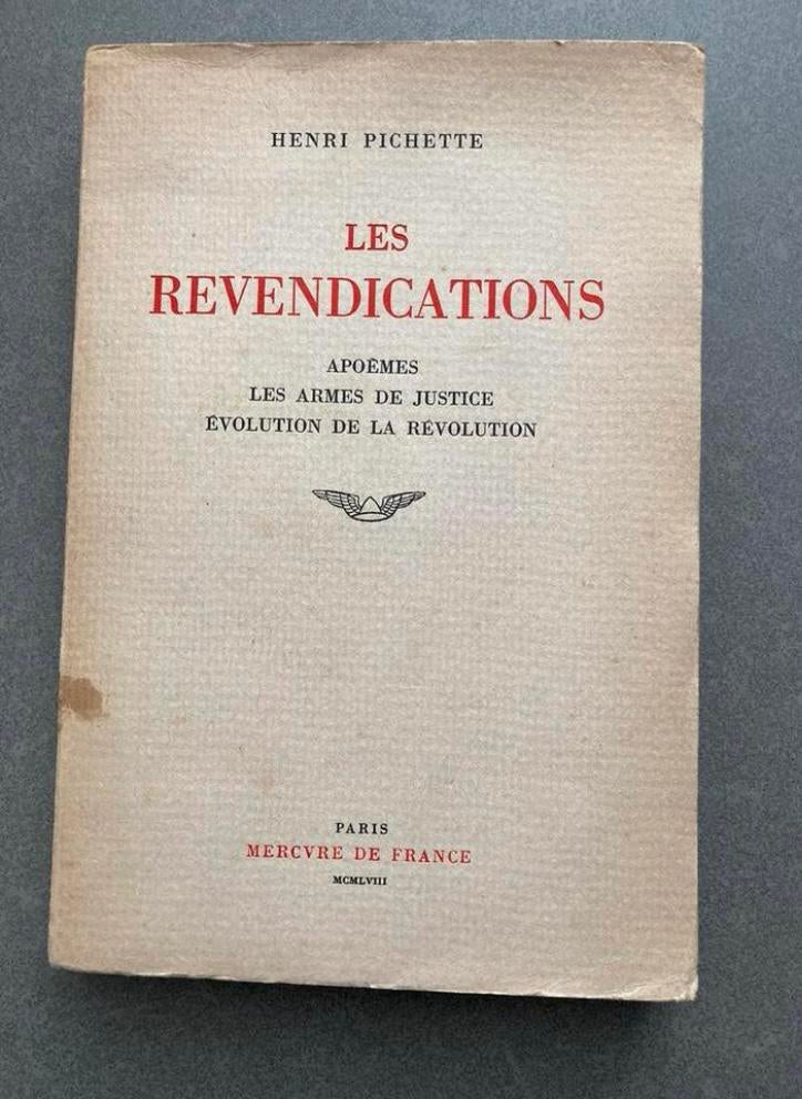 Henri Pichette  Les revendications  Apoèmes, Antiquités & Art, Enlèvement ou Envoi
