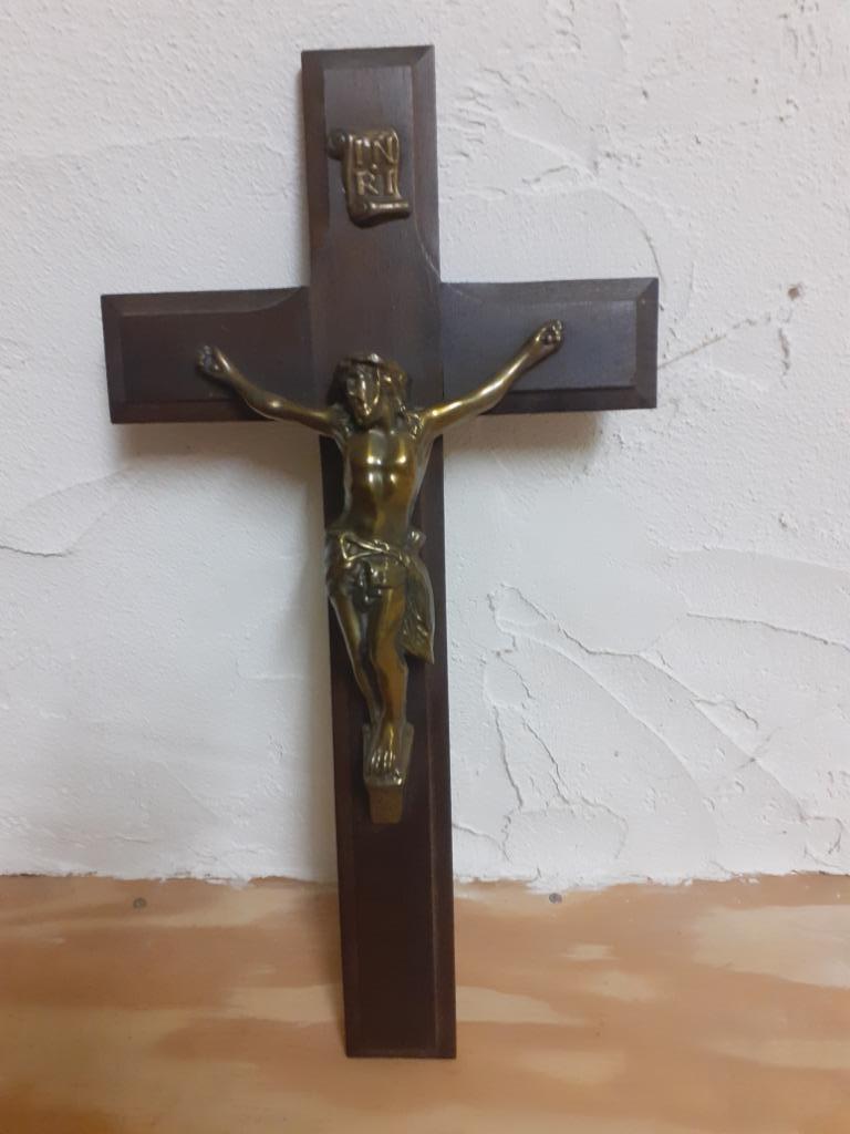 mooi oud houten kruisbeeld H41cm-br. 21cm., Ophalen