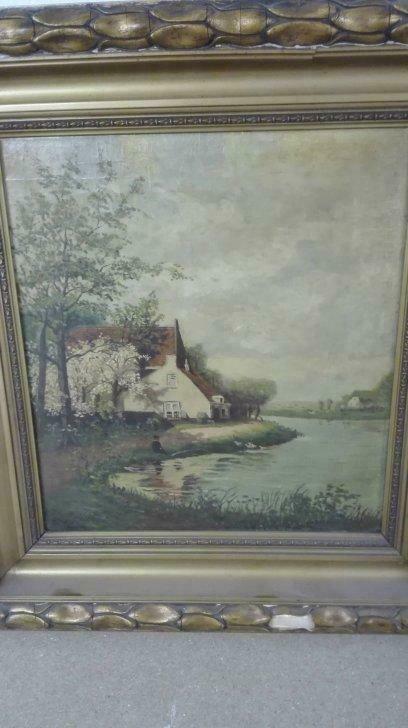 schilderij van camp, Antiek en Kunst