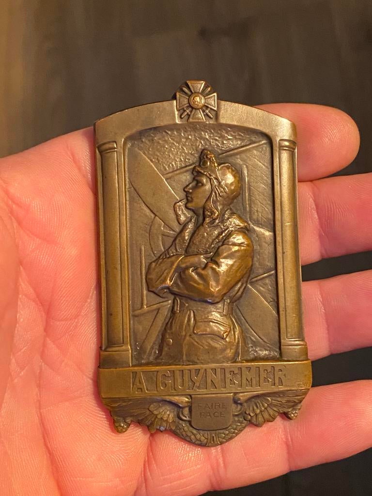 A Guynemer « Faire Face », rare médaille, Collections, Enlèvement ou Envoi