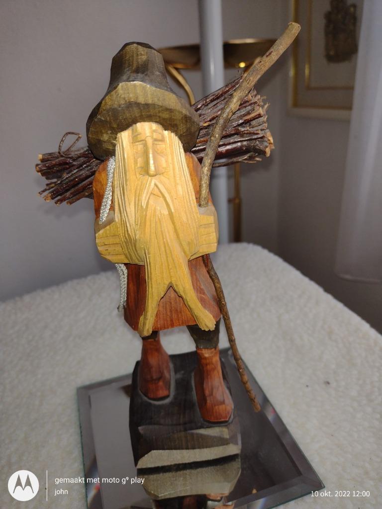 Rassembleur de bois sculpté à la main d'art populaire vintag, Antiquités & Art, Art | Sculptures & Bois, Enlèvement ou Envoi