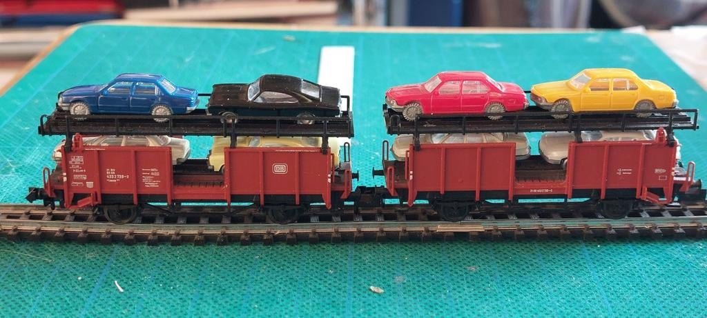 TRANSPORT DE VOITURES NLK 0113 FLEISCHMANN AVEC CHARGE 1/160, Fleischmann, Wagon, Comme neuf, Courant continu
