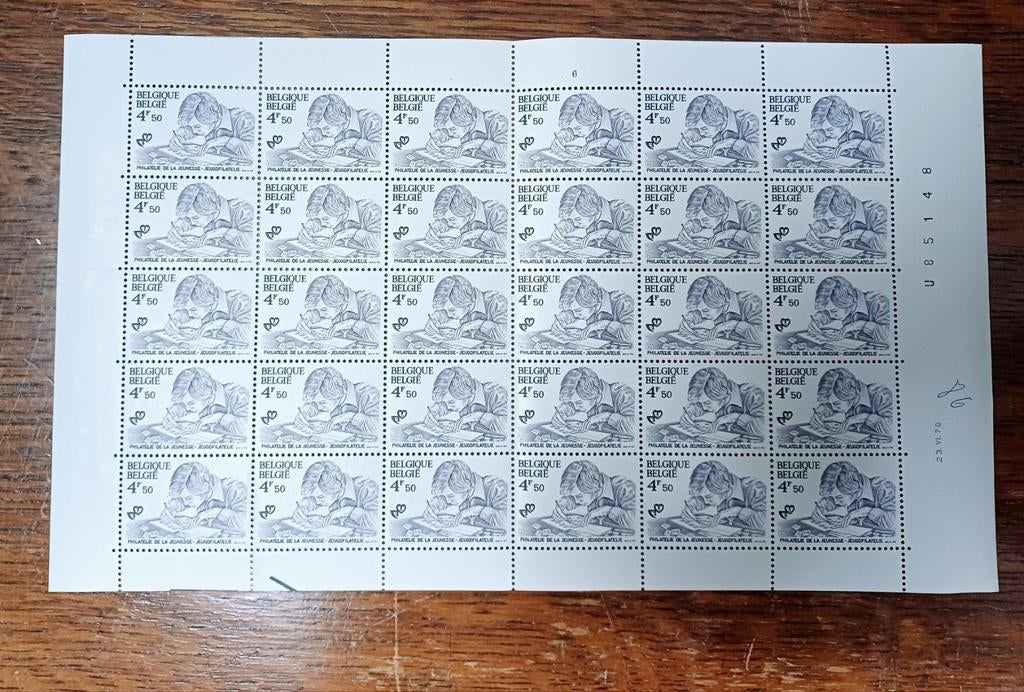 Feuille complète de timbres de Belgique 1978, Enlèvement ou Envoi