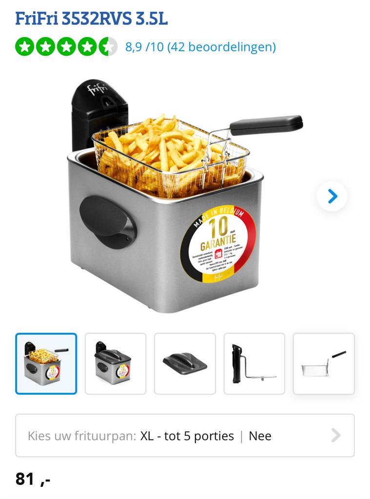 Friteuse Frifri 3,5L, Elektronische apparatuur, 3 tot 4 liter, Ophalen, Zo goed als nieuw, Uitneembare binnenpan