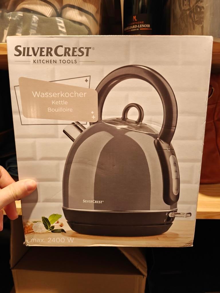 Silvercrest waterkoker nieuw in doos!, Elektronische apparatuur, 1 tot 2 liter, Ophalen of Verzenden, Nieuw, Inox