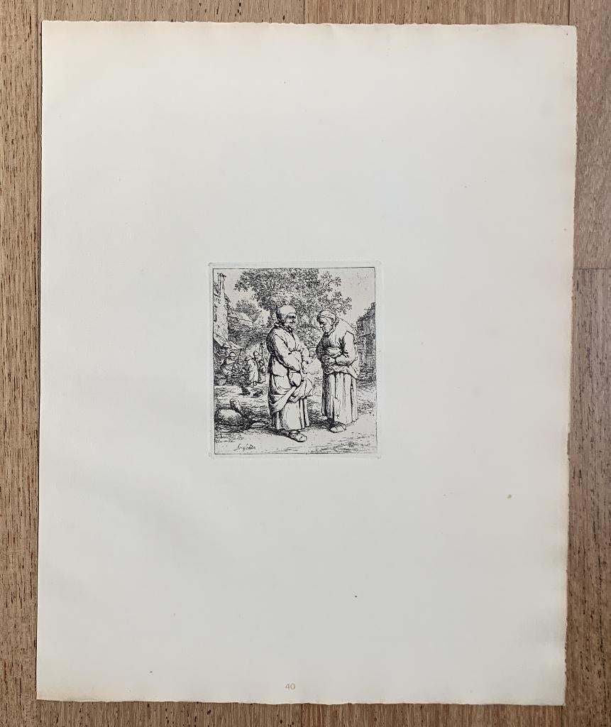 Ets Adriaan Van Ostade "Roddeltantes" 1923, Antiek en Kunst, Ophalen of Verzenden