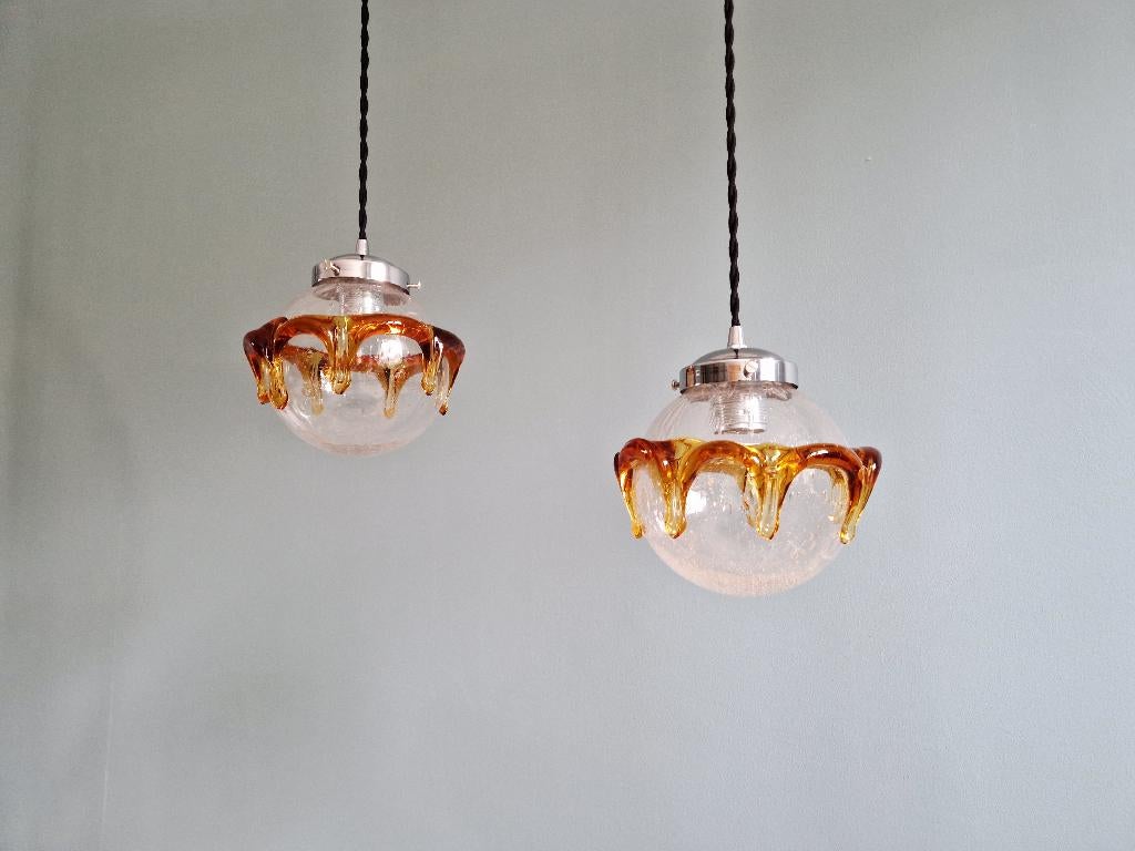 Duo of Space Age-hangers in Muranoblown glas, 1970, Ophalen of Verzenden