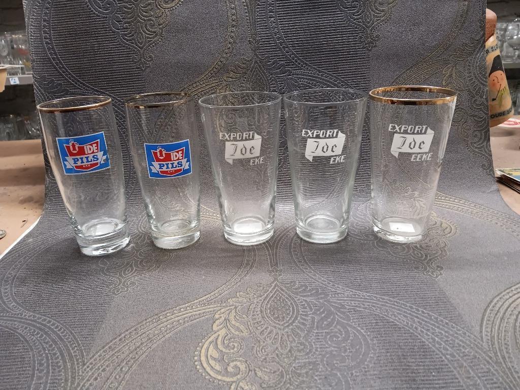 10 bierglazen Ide Eke, Verzamelen, Ophalen of Verzenden, Gebruikt, Gebruiksvoorwerp