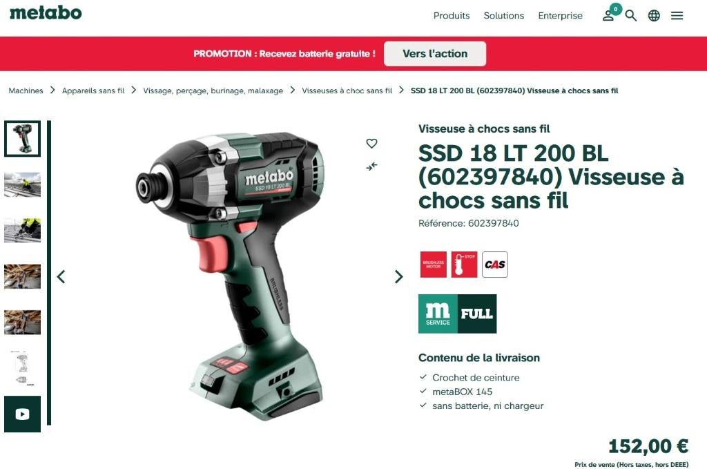 boulonneuse Metabo SSD 18 LT BL, Ophalen of Verzenden, Nieuw, Boormachine