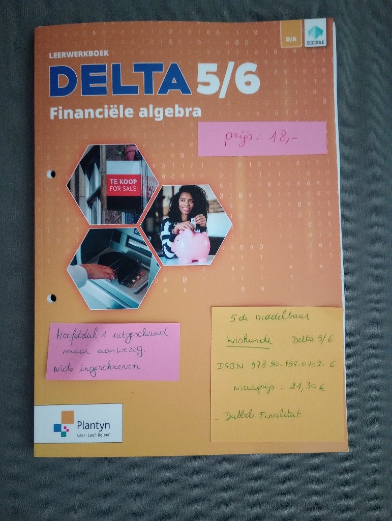 Delta financiële algebra 5de middelbaar 1week gebruikt, Boeken, Schoolboeken, Overige vakken, ASO, Plantyn, Nieuw