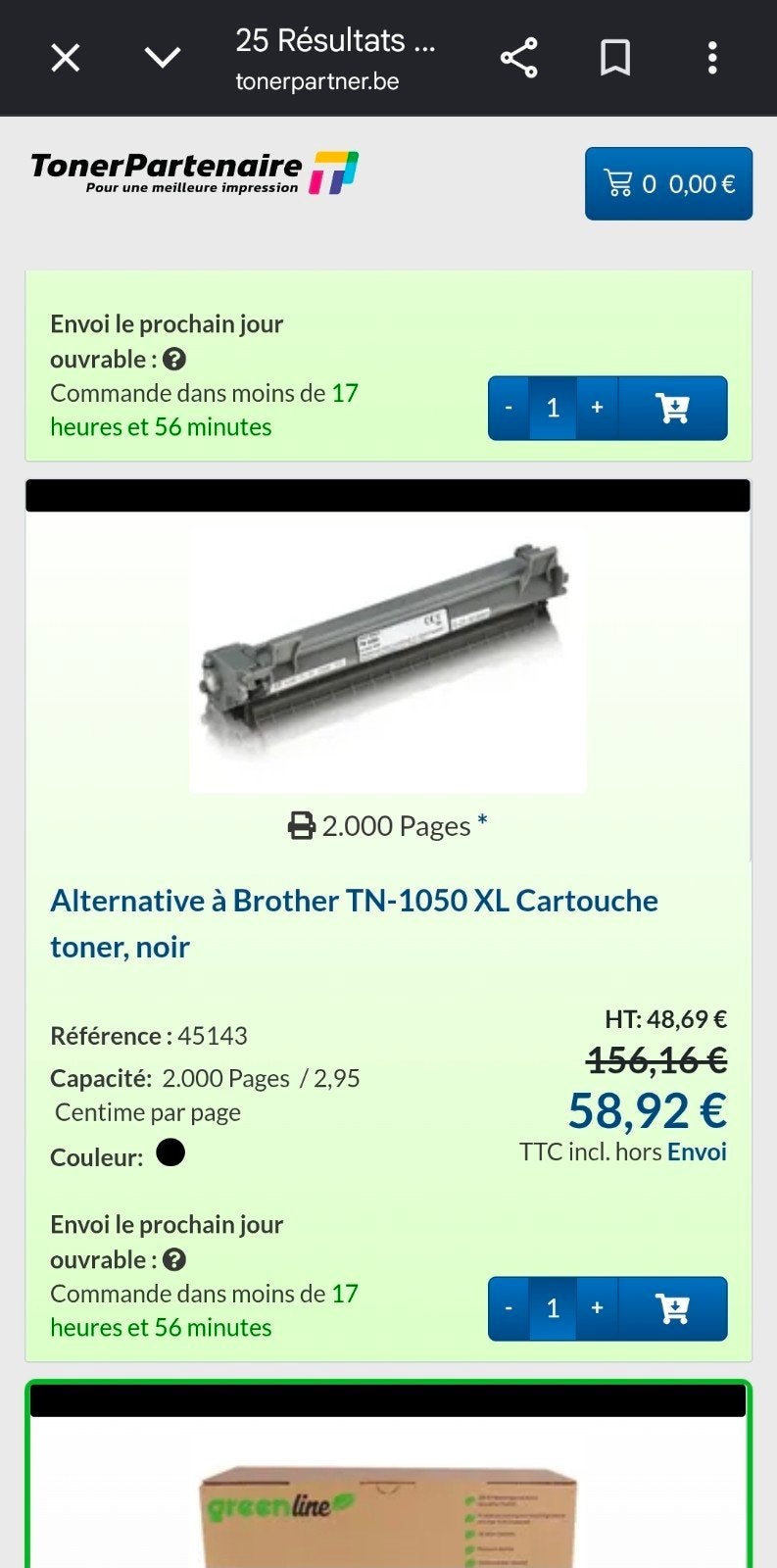 Cartouche Toner noir pour imprimante Brother., Enlèvement, Toner