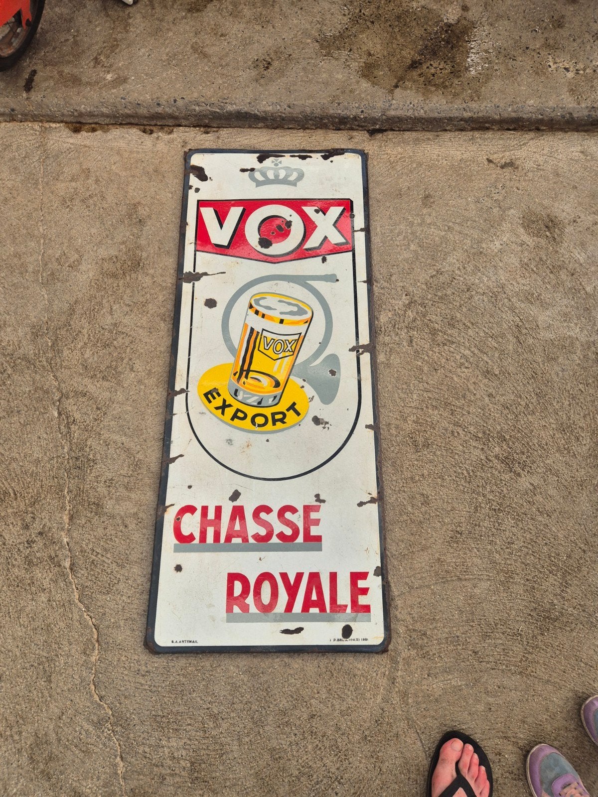 Vox Export chasse Royale bier emaille bord, Enlèvement