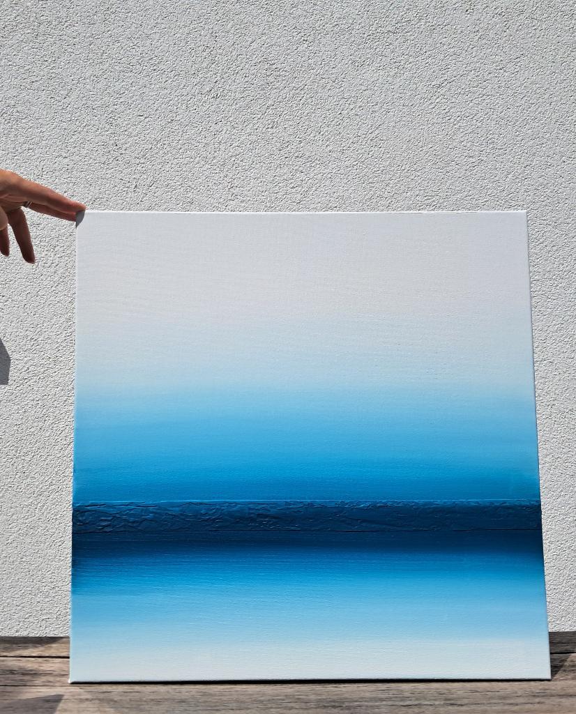 Abstract modern acryl canvas - 50*50cm wit/blauw, Antiek en Kunst, Kunst | Schilderijen | Modern, Ophalen