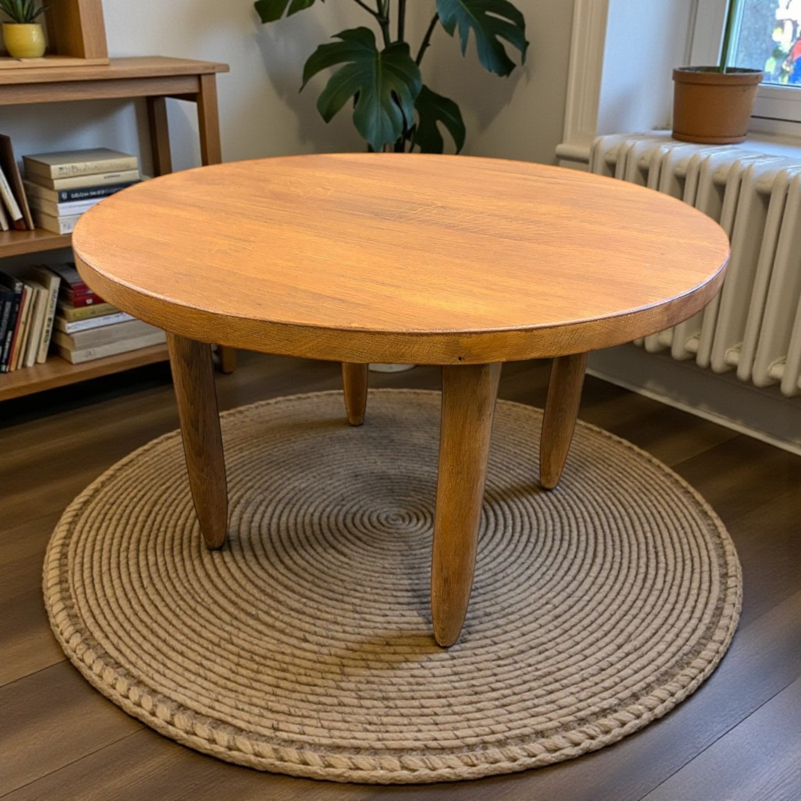 Vintage stoere massief ronde salontafel / coffee table, Verzenden
