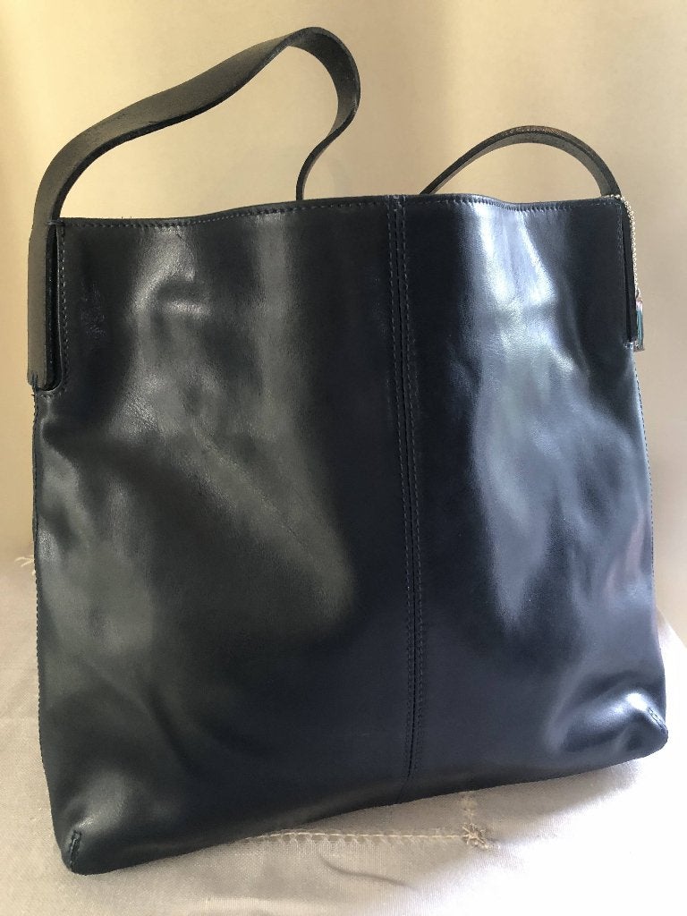 Sac à main en cuir bleu marine, Enlèvement, Comme neuf, Bleu, Sac à main