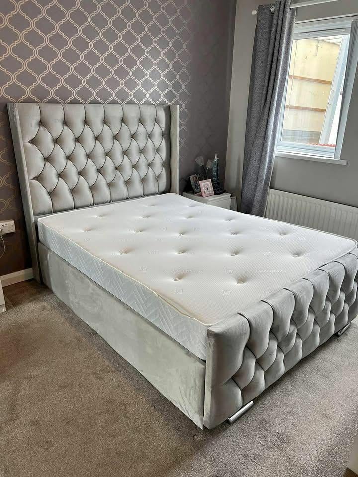 Lit et matelas Florida neufs à vendre, taille 140x200 cm, Neuf, Gris, 140 cm, 200 cm