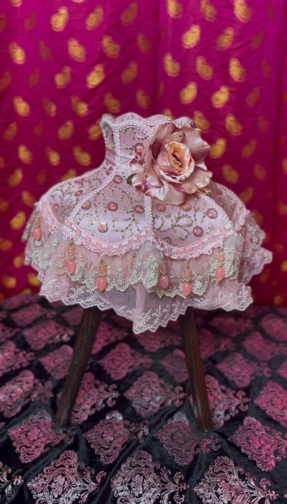 Vintage Pink Lampshade - Roze Lampenkap - Abat-jour rose, Ophalen of Verzenden, Zo goed als nieuw, Decoratie
