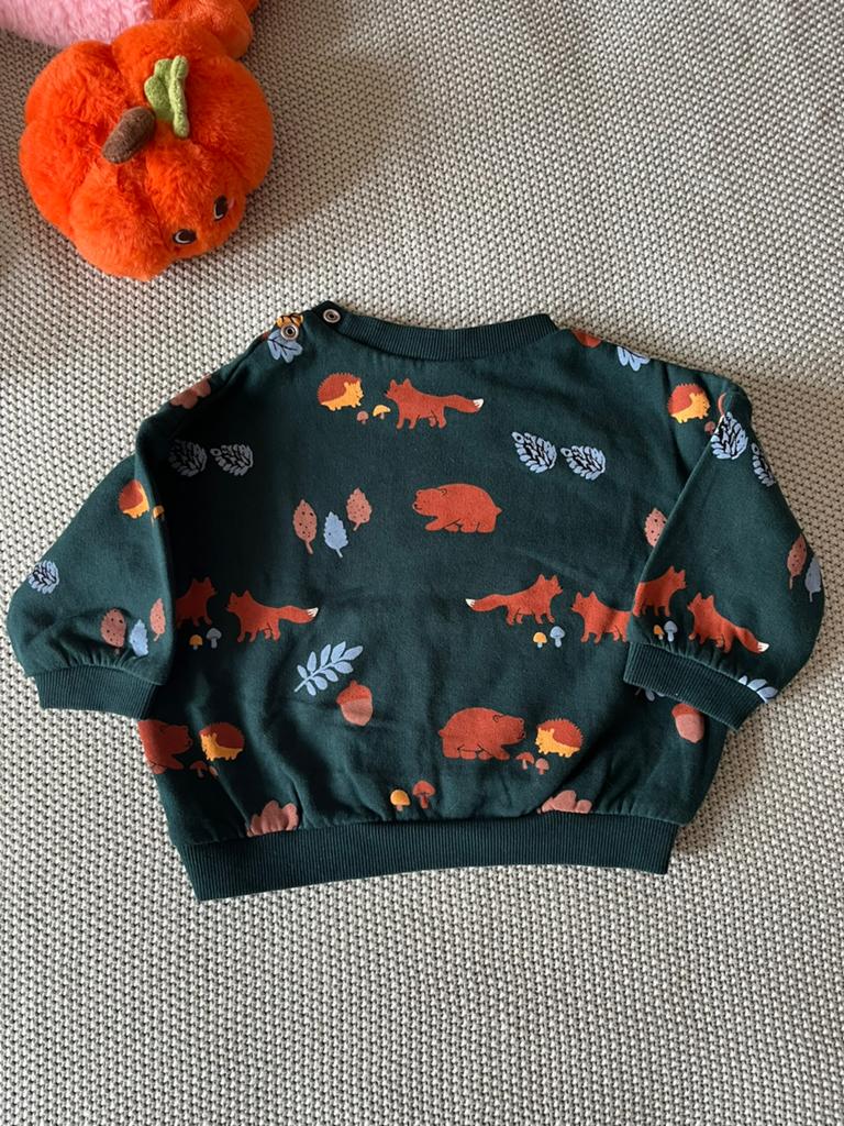 Pull bébé H&m thème forêt 68 cm/4-6 mois, Enfants & Bébés, Enlèvement, Comme neuf, Garçon ou Fille, Pull ou Veste