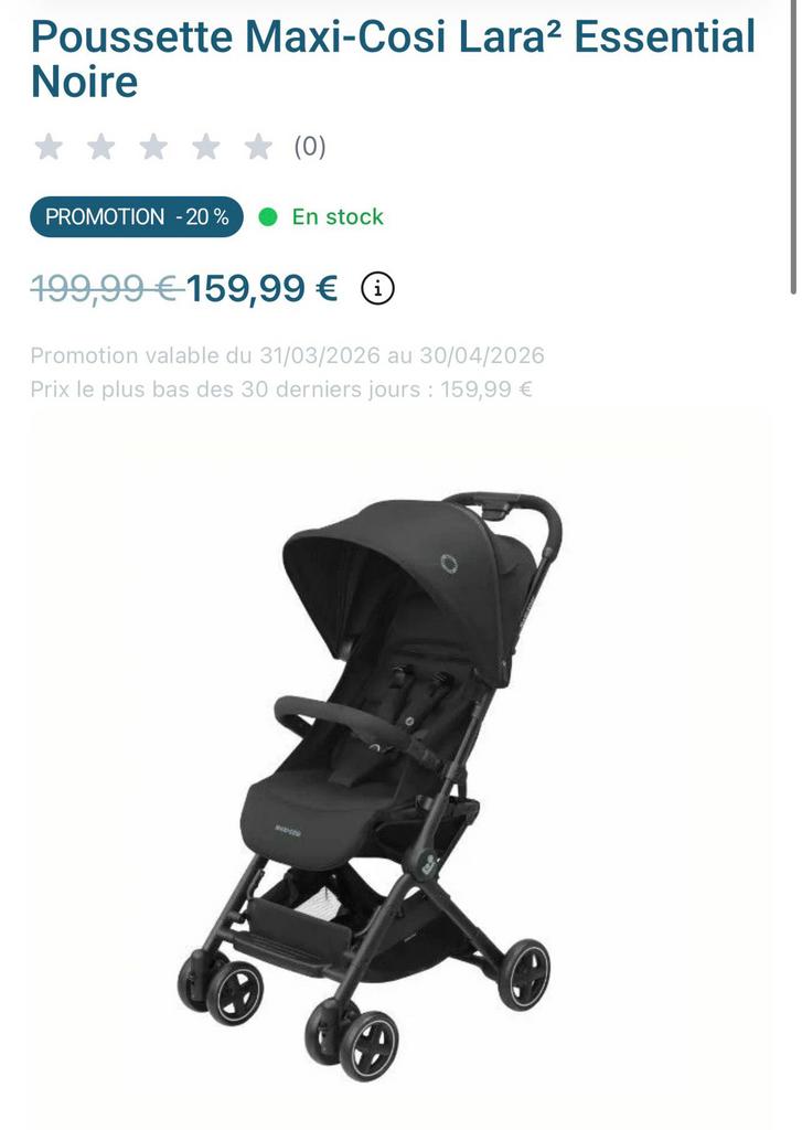 Poussette Maxi-cosi Lara Essential Noire, Ophalen, Zo goed als nieuw, Maxi-Cosi
