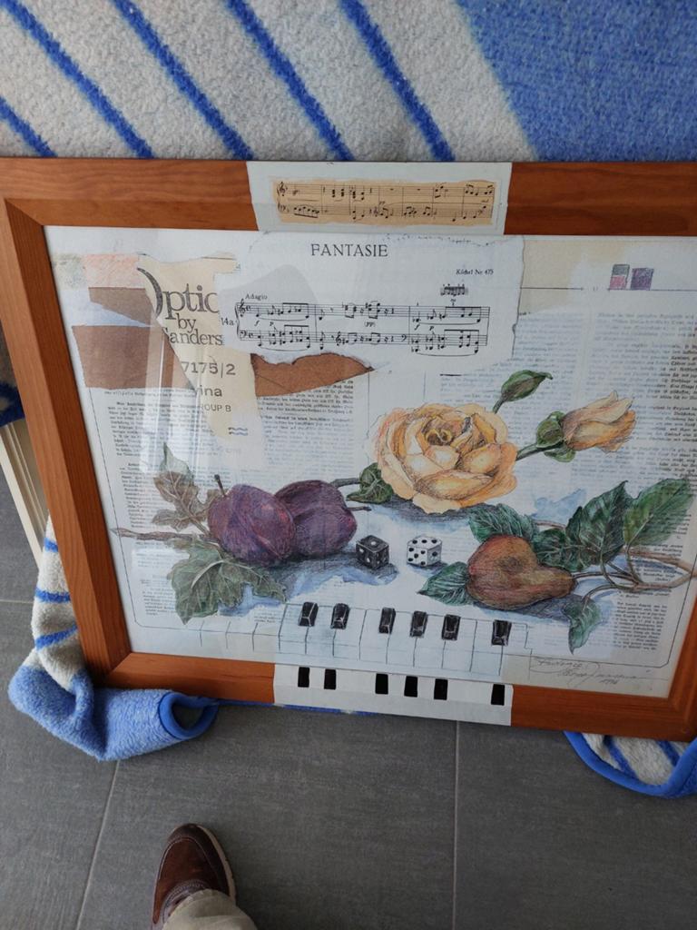 Toffe tekening in mooie kader, Antiek en Kunst, Antiek | Schoolplaten, Ophalen