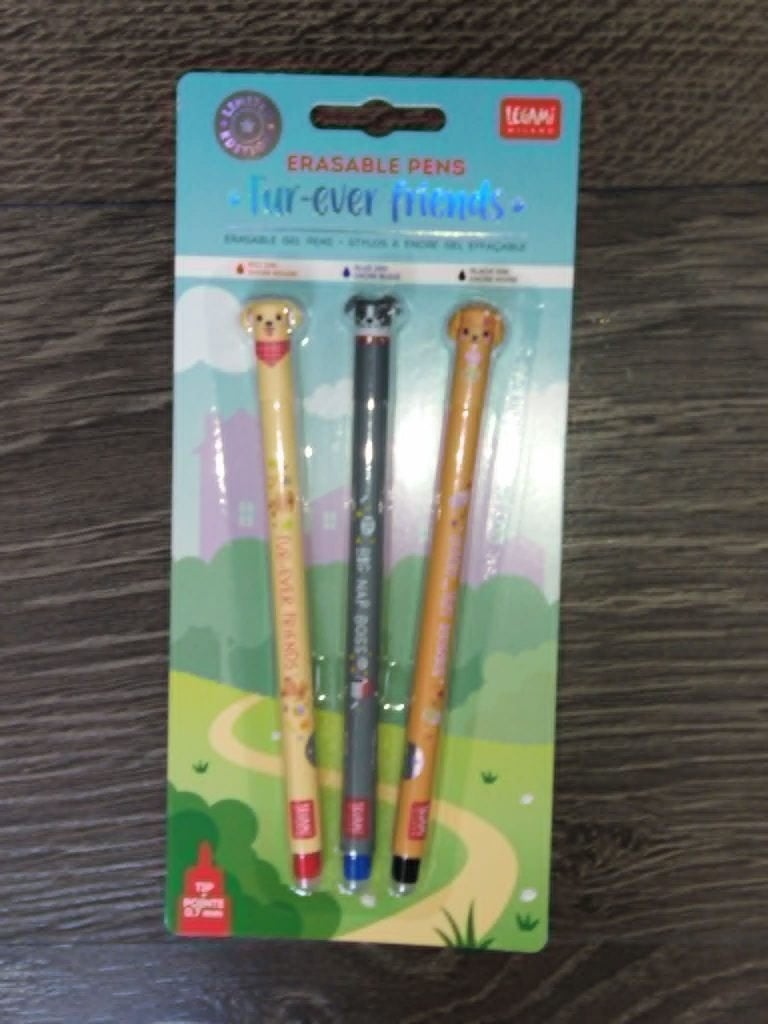Stylos/bics effaçables Legami - Fur-ever friends (chiens), Divers, Fournitures scolaires, Envoi, Neuf