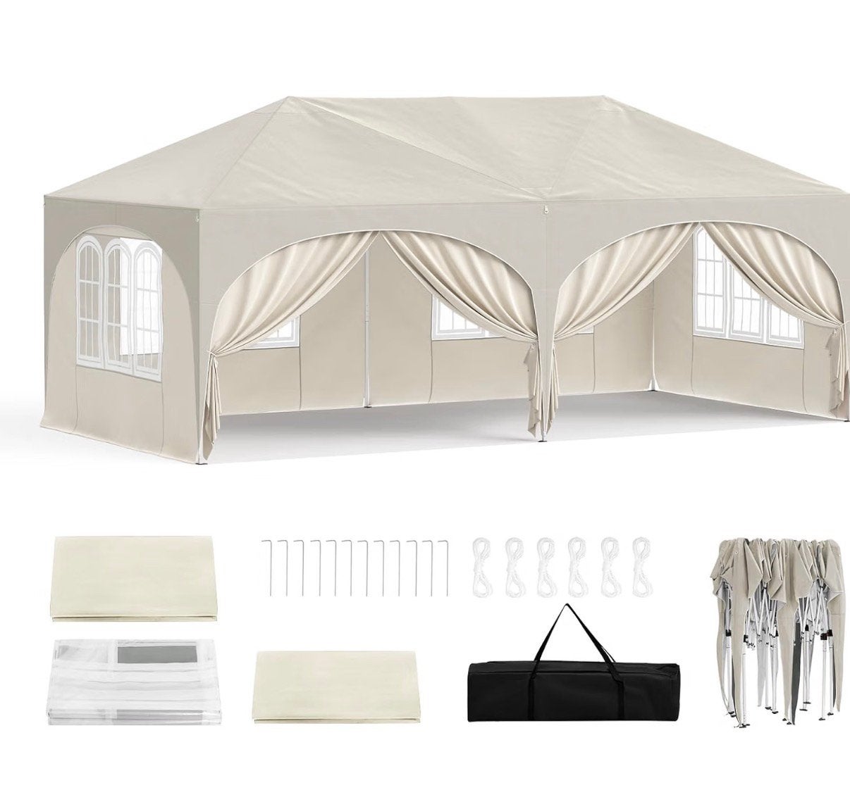 Grote partytent 6x3 meter – feesttent met zijwanden en ramen, Ophalen, Zo goed als nieuw, Partytent, Opvouwbaar
