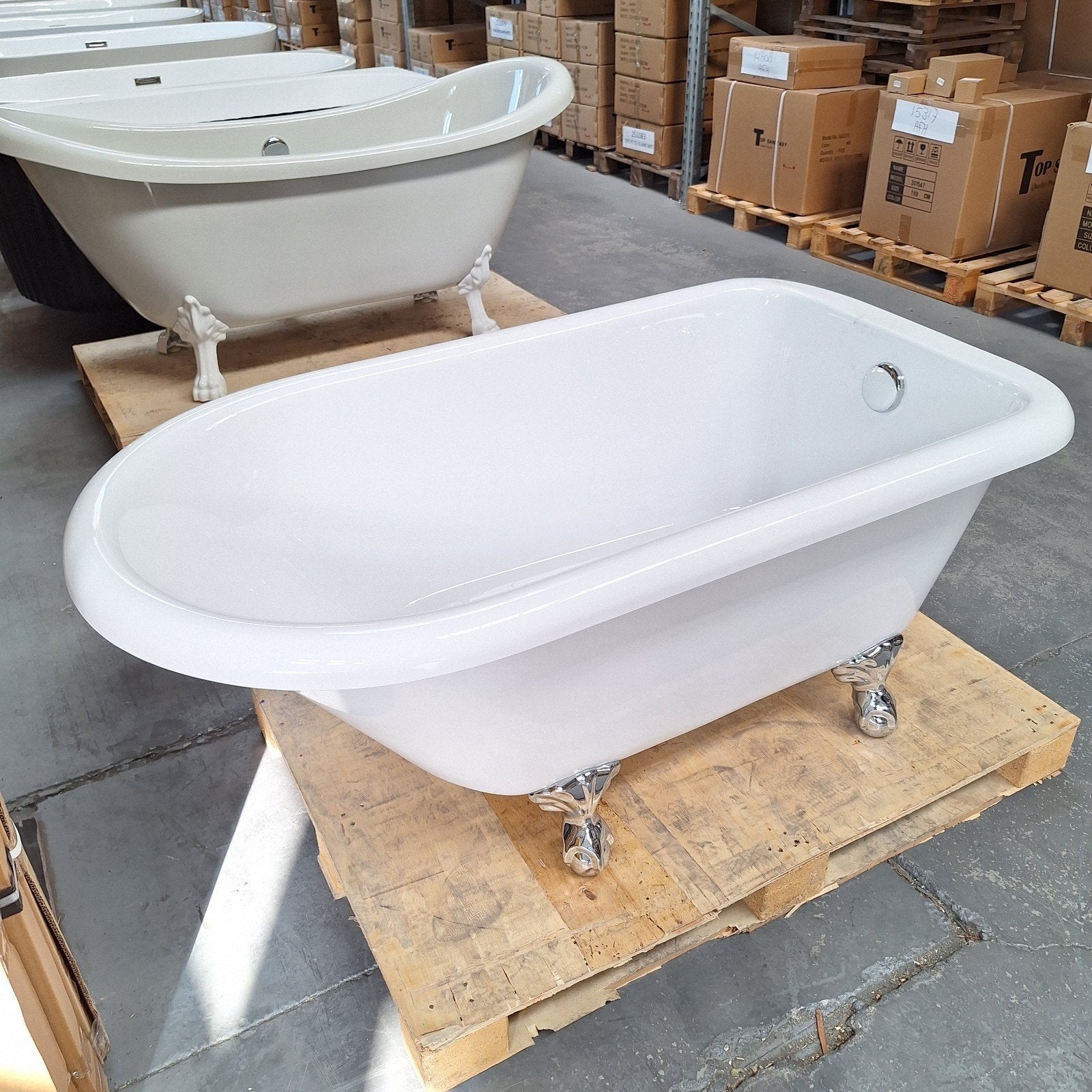 Compact ligbad op pootjes chroom 140x75x58 cm nr435, Ophalen of Verzenden, Nieuw, Wit