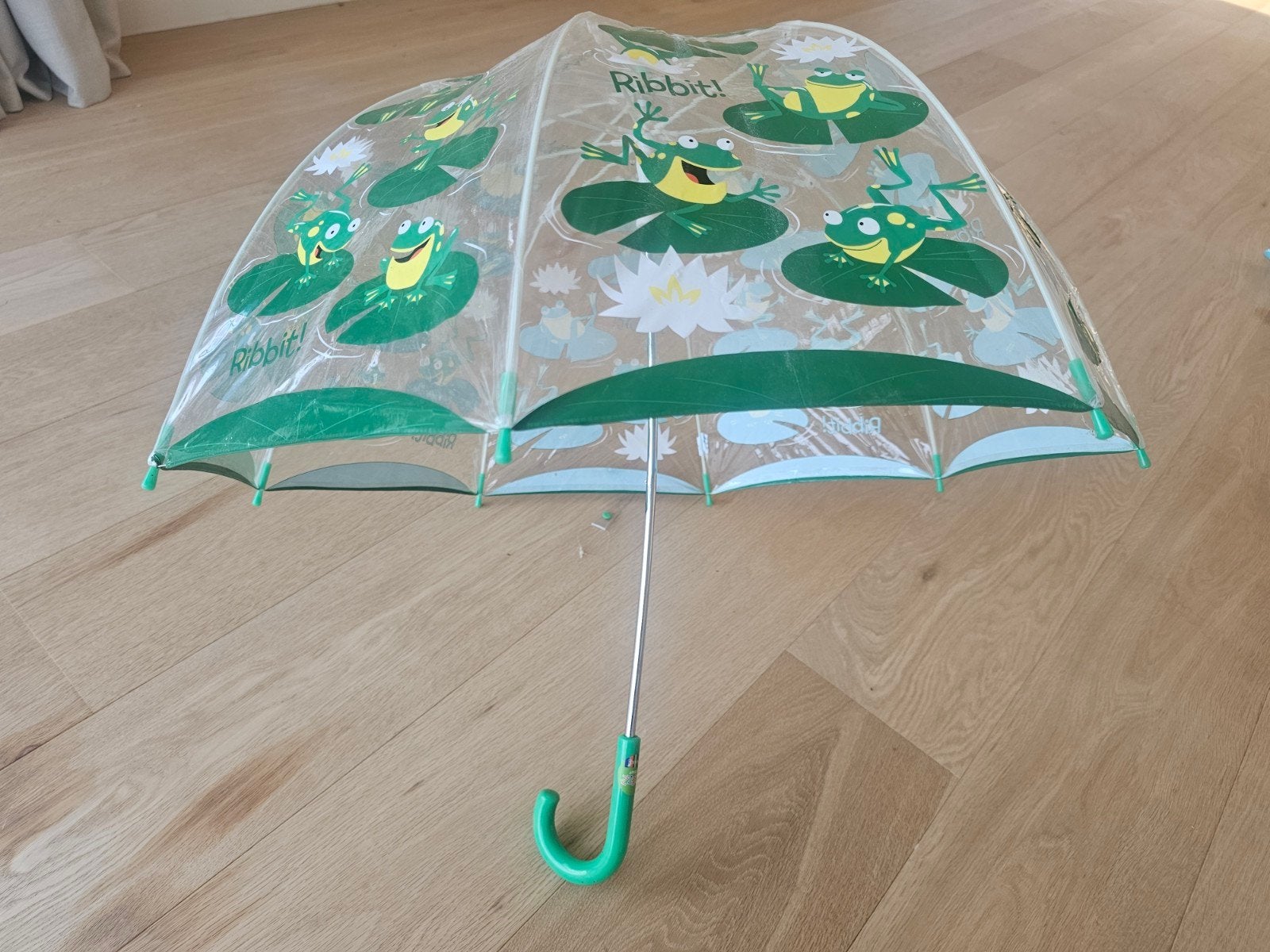 nieuw transparante paraplu vrolijke kikkers - NP €24,99., Ophalen of Verzenden, Transparant, Nieuw