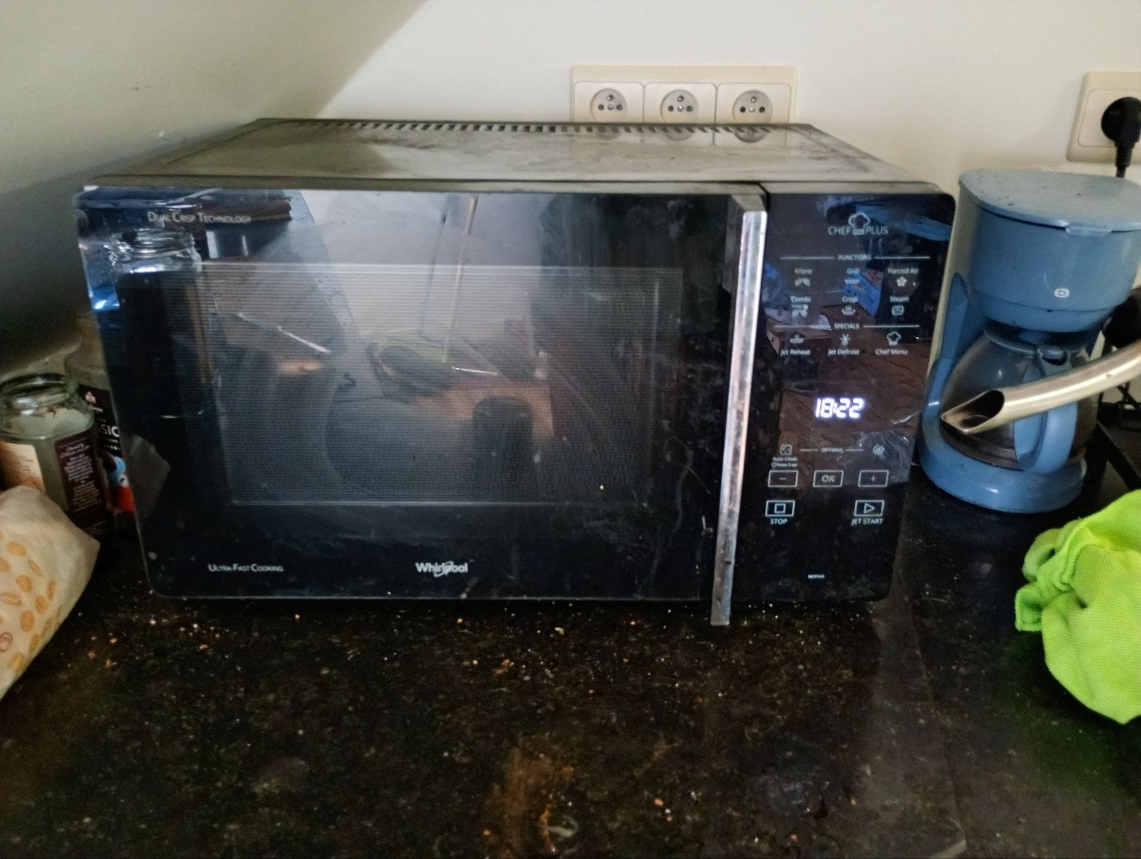microgolf Whirlpool chef plus, Elektronische apparatuur, Microgolfovens, Ophalen, Zo goed als nieuw, Draaiplateau, Combi-microgolfoven