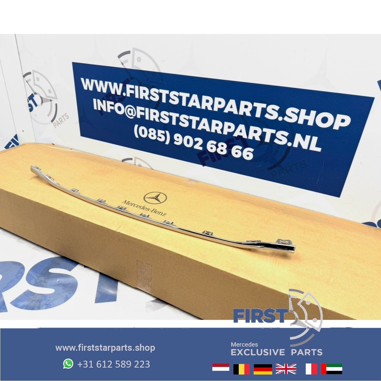 W206 BUMPER SIERLIJST CHROOM ACHTERZIJDE A2068856203 ACHTERB, Gebruikt, -, Ophalen of Verzenden, Bumper