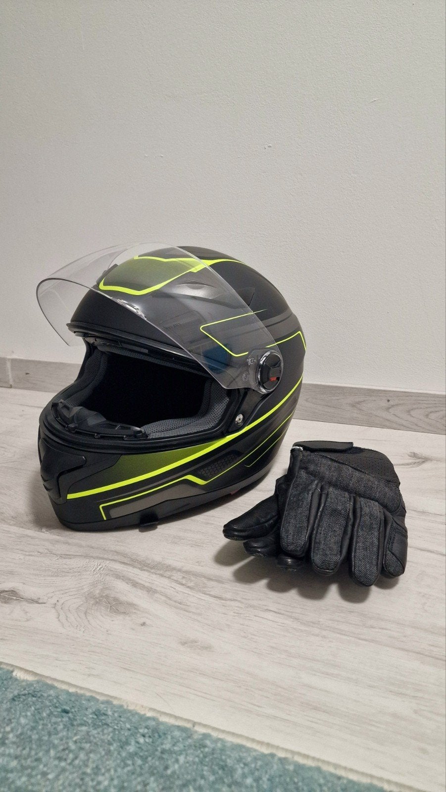 Casque moto intégral + gants de protection en cuir, Motos, Enlèvement ou Envoi, XXL