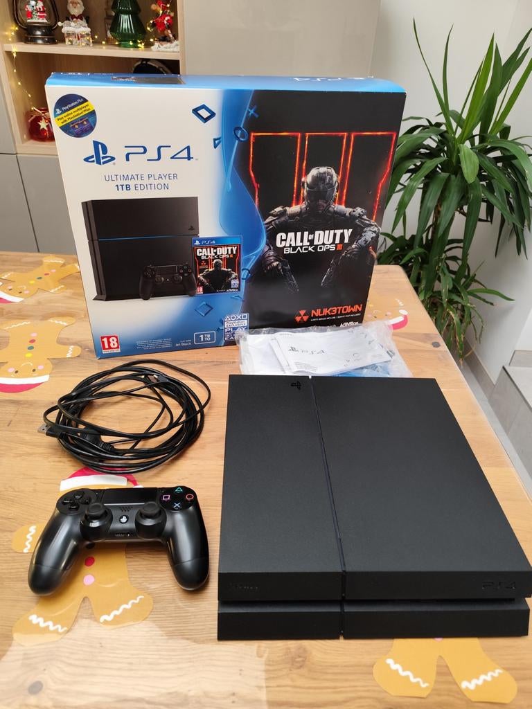 PlayStation 4 1T + une manette + 4 jeux, Enlèvement, Avec jeux
