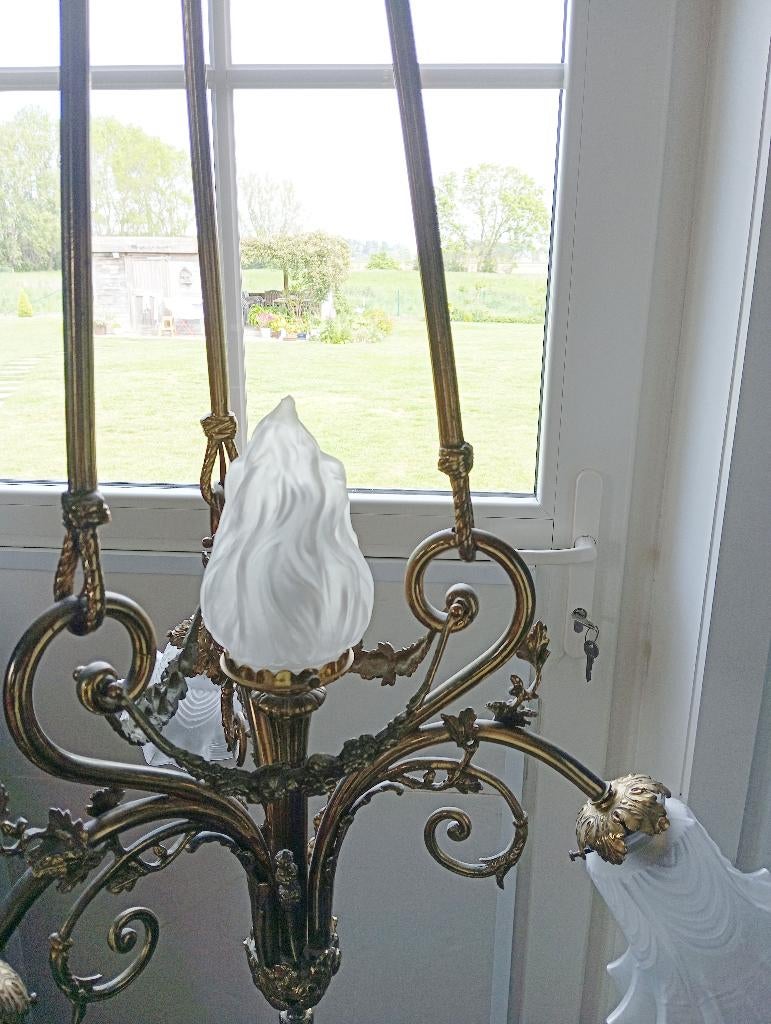 oude koperen hanglamp, Antiek en Kunst, Ophalen, Koper
