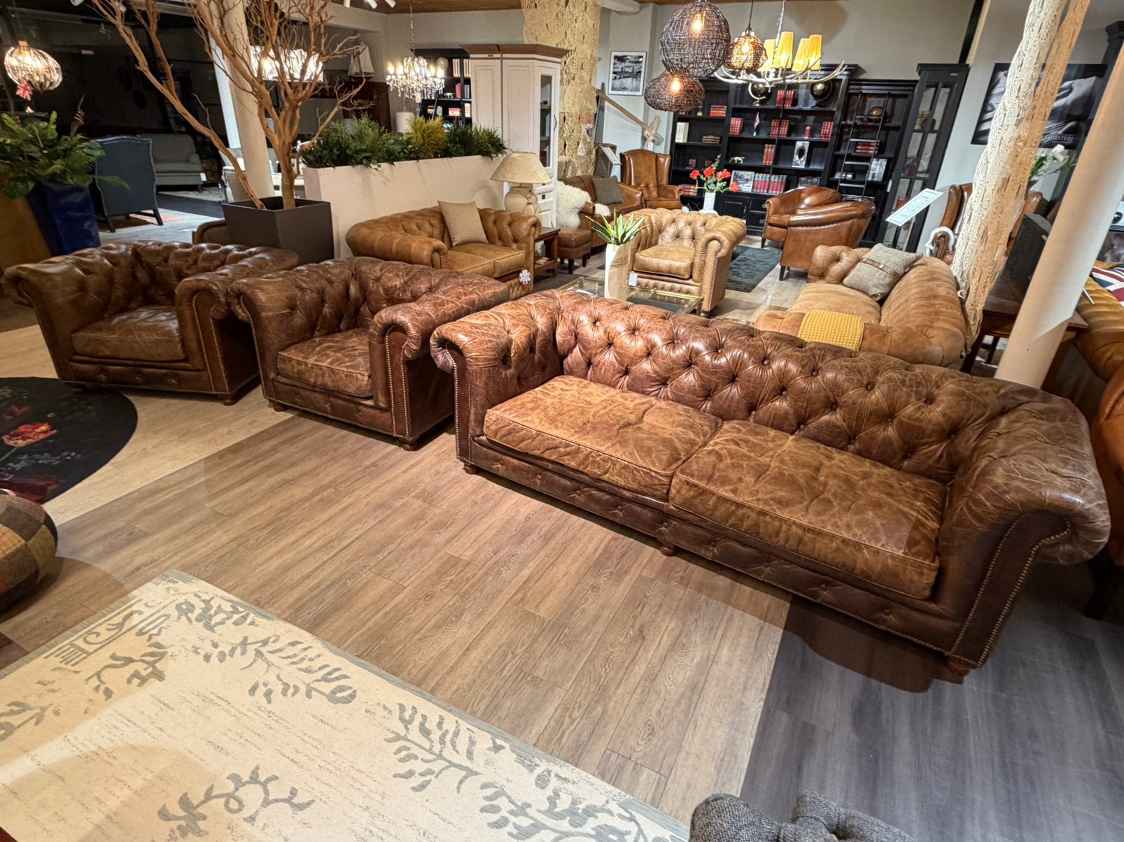 Stoere Vintage Chesterfield salon 3-1-1 zits bruin, Enlèvement ou Envoi