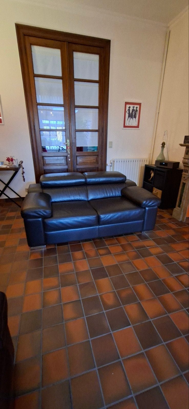 Canape plus un fauteuil une place electrique cuir brun fonce, Maison & Meubles, Enlèvement, Comme neuf, Cuir