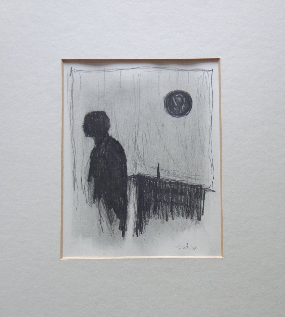 ERIK / FIGUUR / ORIGINEEL WERK / 43x36cm / KADER / SIG, Antiquités & Art, Enlèvement ou Envoi, Dessin, Dessin au crayon, Fait main