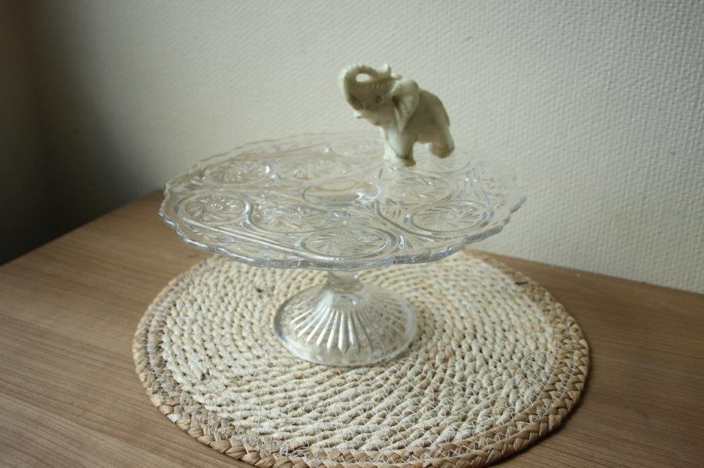 Mooie glazen taart plateau, Ophalen of Verzenden, Gebruikt, Taartplateau, Glas