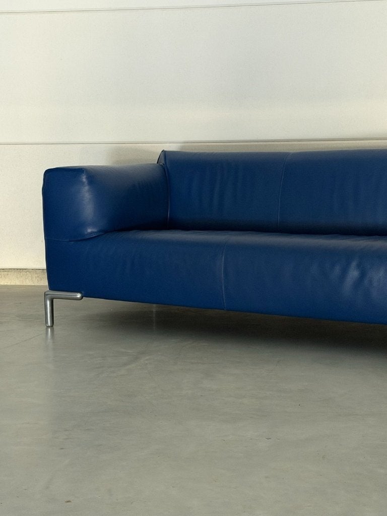 Canapé et chaise longue Bert Plantagie – cuir bleu, 100 à 125 cm, Enlèvement, Utilisé, Cuir