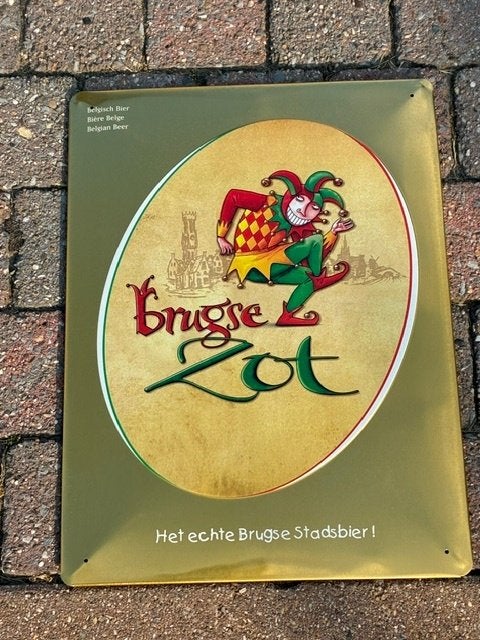 Pancarte en métal léger Brugse Zot., Enlèvement ou Envoi, Utilisé, Panneau publicitaire