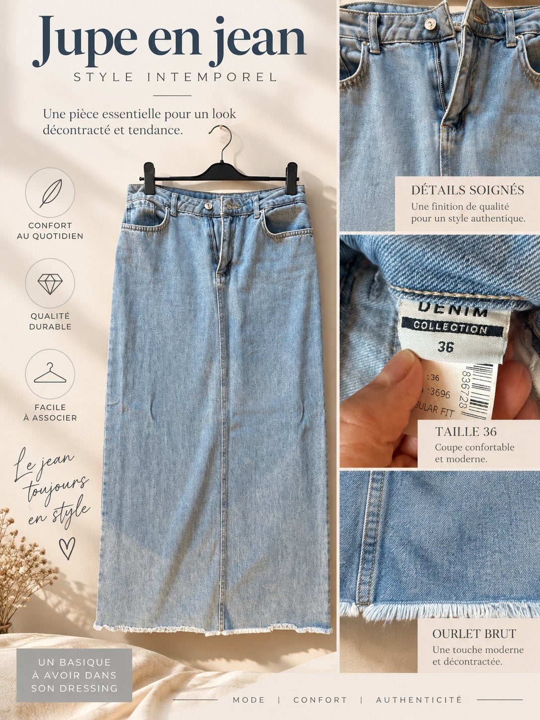 Jupe longue en jean – Taille 36, Vêtements | Femmes, Enlèvement ou Envoi, Comme neuf, Bleu