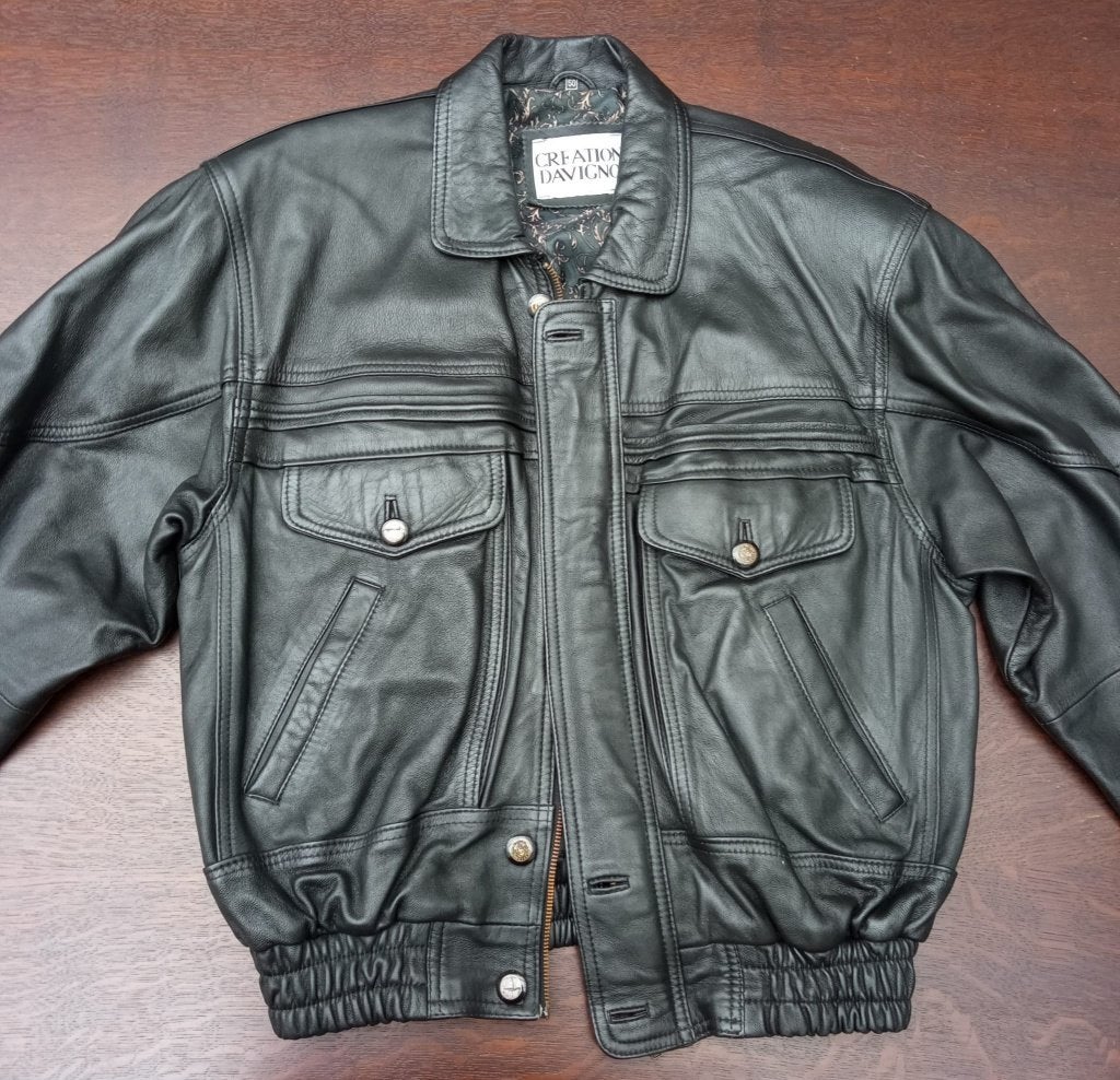 Zwarte leren jas Creation Davigno maat 50, Kleding | Heren, Jassen | Winter, Ophalen, Maat 48/50 (M), Zwart, Creation Davigno
