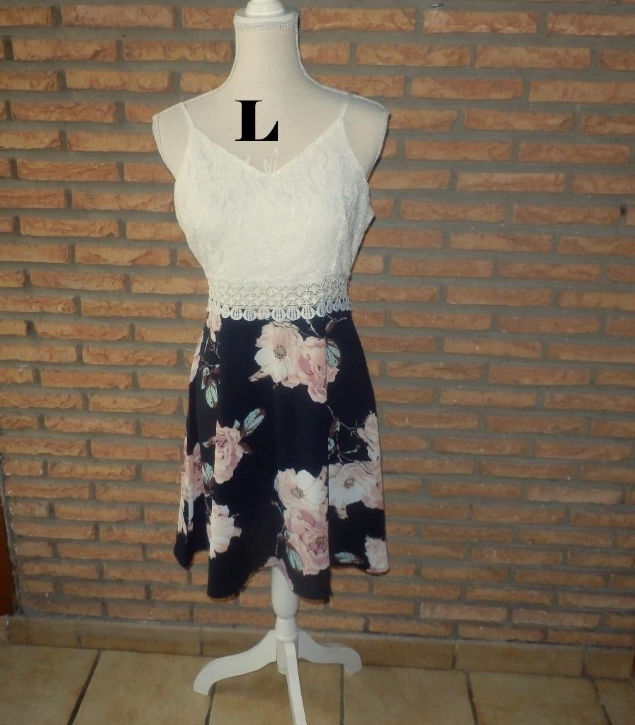(23)- robe femme t.L noir blanc - shein -, Taille 38/40 (M), Enlèvement ou Envoi, Comme neuf, SHEIN