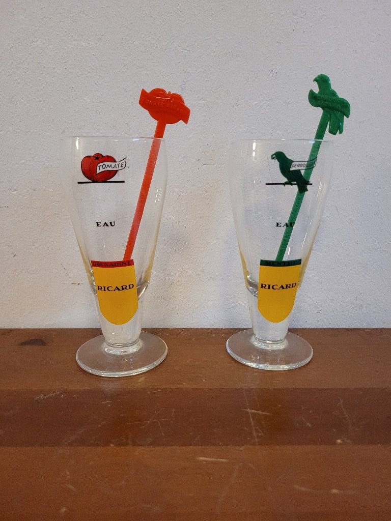 RARE ensemble Ricard tomate & perroquet avec agitateur, Collections, Marques & Objets publicitaires, Comme neuf, Autres types