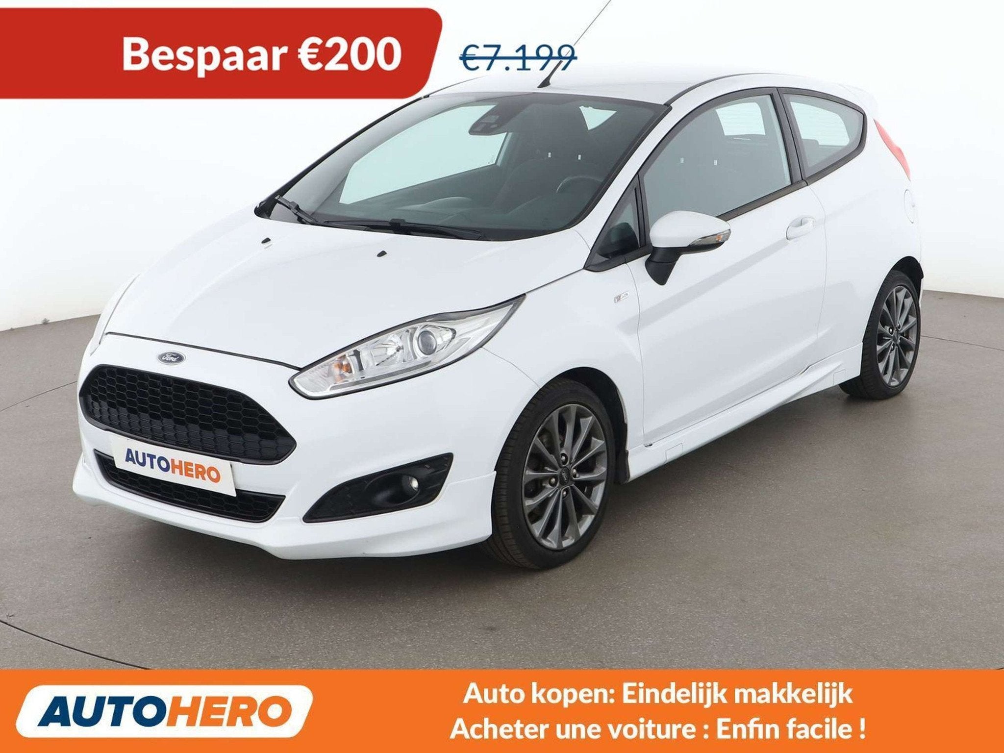 Ford Fiesta 1.0 EcoBoost ST-Line (bj 2017), Auto's, Voorwielaandrijving, Stof, Gebruikt, Zwart