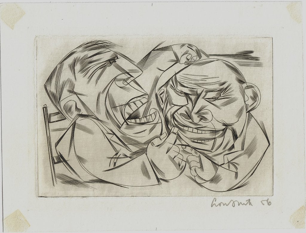 Lou Strik kopergravure "Heftige Discussie", 1956, gesigneerd, Ophalen, Dagelijks leven, 1950 - 1999, Gravure