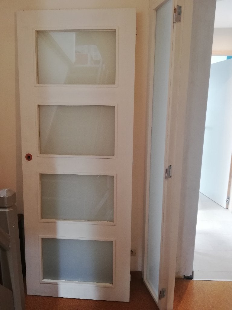 Massieve binnendeur met melkglas, Doe-het-zelf en Bouw, Ophalen, Gebruikt, Minder dan 80 cm, Binnendeur